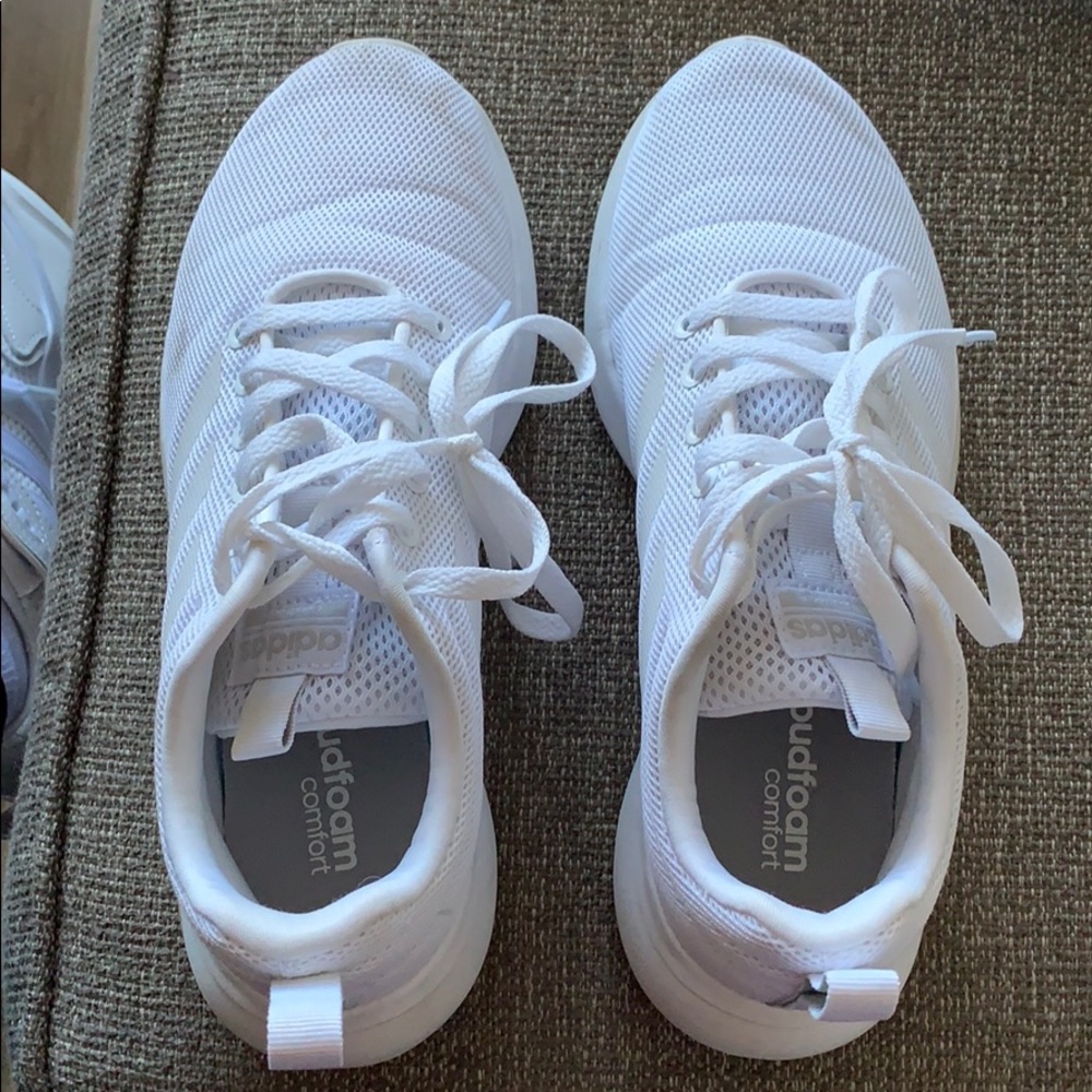 White Adidas cloud foam sneakers